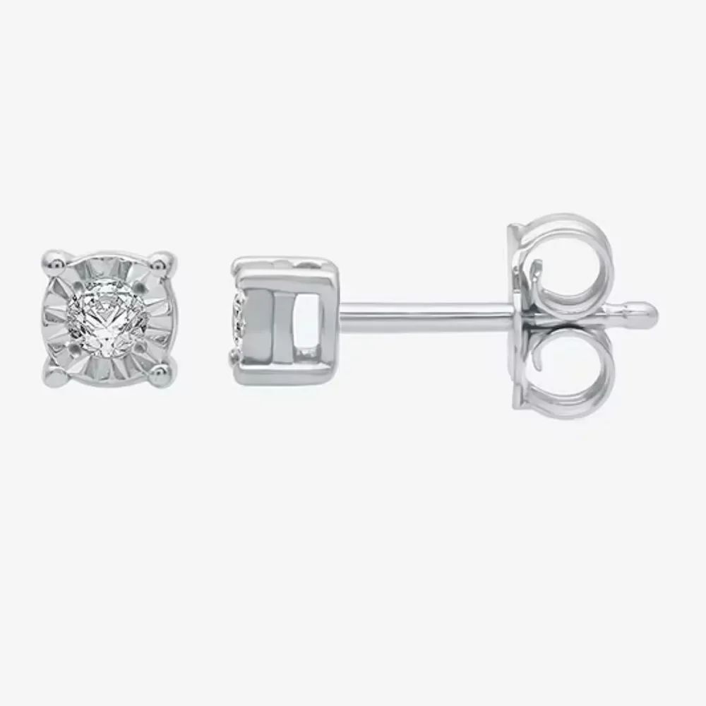 NEW! Petite Small Natural Diamond Hoop and Stud Earring Sterling Silver